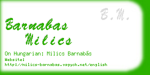barnabas milics business card